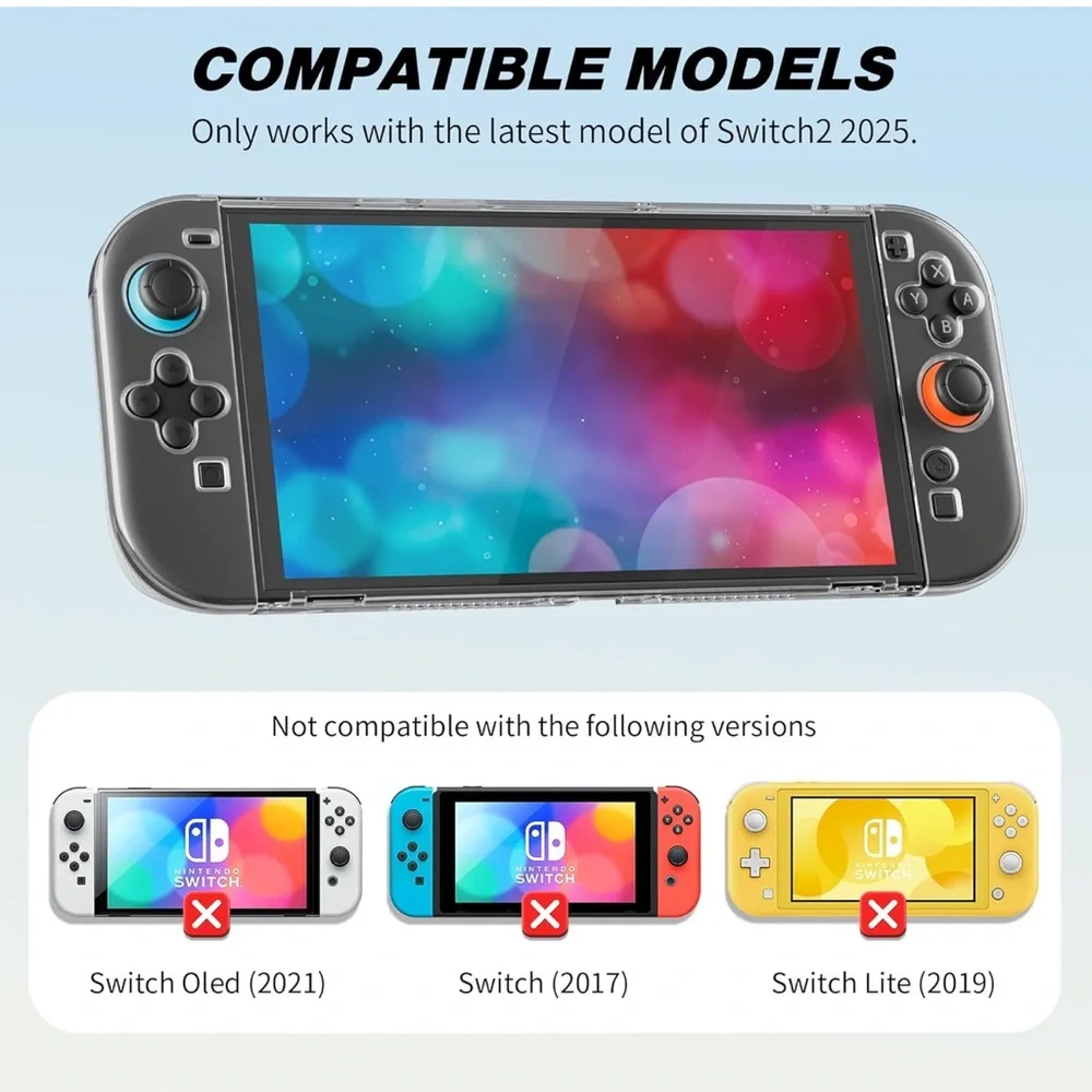 💜Nintendo Switch2 Clear Protector Hard Skin Case Diamond Shells with Cover Grips